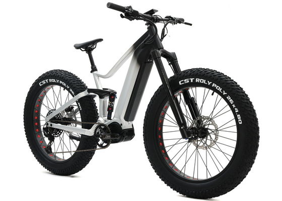 Alloy Suspension Frame Fat Tire Bike , Pedal Assist Fat Bike Mid Drive Motor
